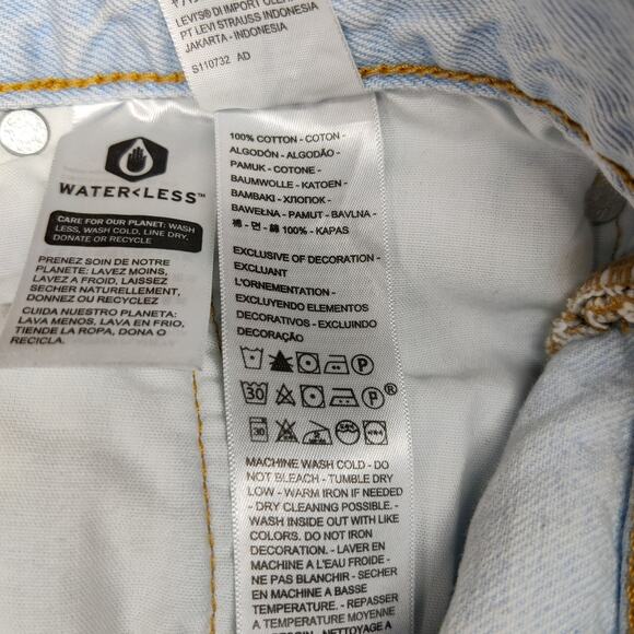 Levi's 501 Floral Embroidered High Rise Button Fly Light Blue Shorts 33 Festival - Picture 10 of 13